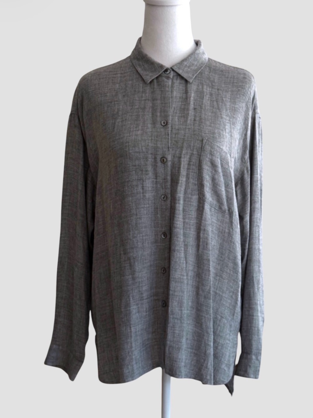 J. Jill Gray Textured Button Front Shirt Medium Relaxed Fit